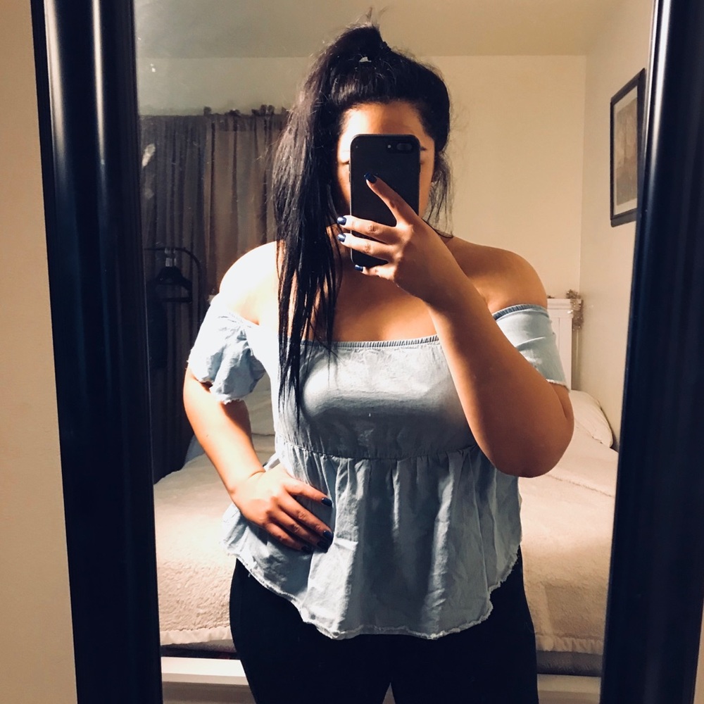 Off-the-Shoulder Denim Top
